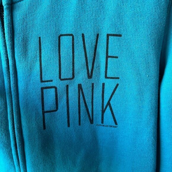 Pink Victoria’s Secret blue zip up hoodie size small - Picture 3 of 9